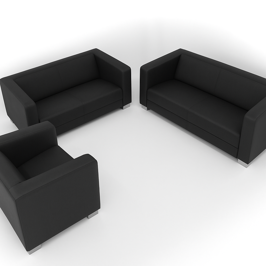 Fauteuil & Ledersofa„Club 21“ (schwarz)